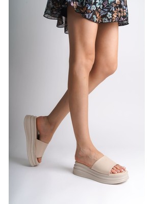 Aesco Alıce Düz Topuklu Kalın ve Ortopedik Taban Kadın Terlik Ckt - Krem
