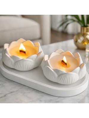 2'li Lotus Mumluk & Dekoratif Tabak