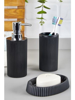 Feyza Design Modern 3 Parça Yuvarlak Banyo Seti, Diş Macunluk ve Sabunluk Içerir