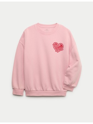 Marks & Spencer Pamuk Karışımlı New York Heart Baskılı Sweatshirt (6‑16 yaş)