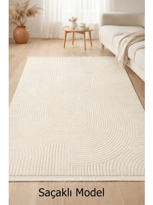 NarStore Home Rölyef Joy Krem Kaymaz Yıkanabilir Taban Kesme Salon Mutfak Halı Yolluk