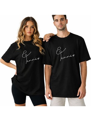 Kidilia Tenis Görselli Unisex Bisiklet Yaka Tasarım Tshirt