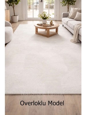 NarStore Home Rölyef Joy Krem Kaymaz Yıkanabilir Taban Kesme Salon Mutfak Halı Yolluk