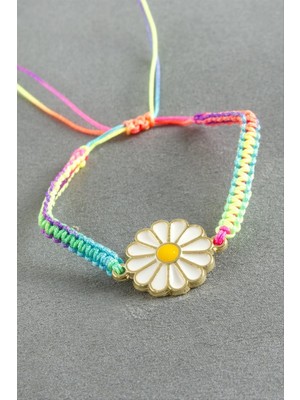 Zero Land Nrzsnt Papatya Makrome Ip Bileklik - Beyaz