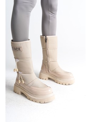 Aesco Lucy Lastikli Fermuarlı  Paraşüt Kumaş Rugan Kadın Bot  Ckt - Krem