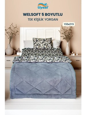 Uysal Yorgan Welsoft 5 Boyutlu Tek Kişilik Yorgan GRİ