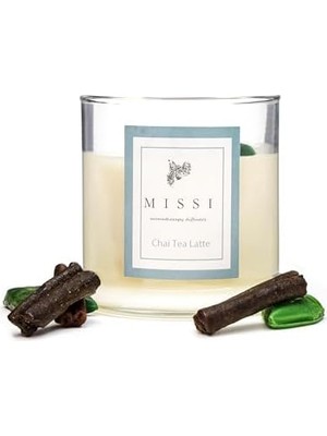 Üfleme Cam Ahşap Fitilli Chai Tea Vegan Mum (140 Gr)