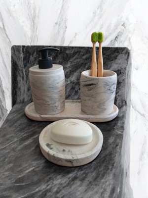 Feyza Design Şık Beton Banyo Seti, Modern ve Dayanıklı Tasarım