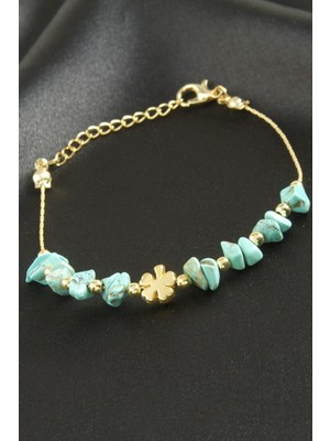 Zero Land Nrzsnt Turkuaz Kırık Doğaltaş Bileklik - Turkuaz