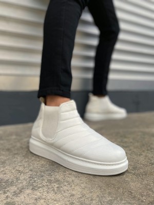 Aesco JY205 Boston Bağcıksız Ortopedik Taban Cilt Erkek Spor Bot Cbt - Beyaz