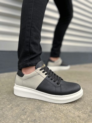 Aesco JY151 Boost Bağcıklı Cilt Süet Erkek Günlük Sneaker Ayakkabı Csbt - Siyah/gri