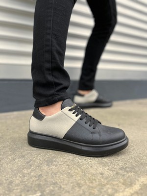 Aesco JY151 Boost Bağcıklı Cilt Süet Erkek Günlük Sneaker Ayakkabı Csst - Siyah/gri