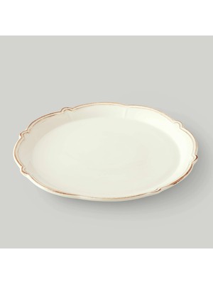 Linens Cinnamon Porselen 33 cm Supla/sunum Tabağı Ekru-Kahve