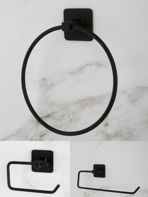 Feyza Design Siyah Renkli 3'lü Tuvalet Kağıtlığı Seti, Pratik ve Şık Banyo Aksesuarı