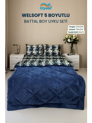 Uysal Yorgan Welsoft 5 Boyutlu Battal Boy Uyku Seti LACİVERT Ç.