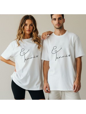 Kidilia Tenis Görselli Unisex Bisiklet Yaka Tasarım Tshirt