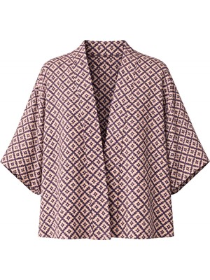 Retrobird Yeni Tasarım Boho Desen Mini Kimono Kadın Buğday