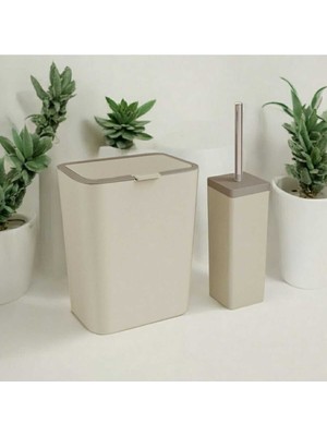 Feyza Design Şık ve Kullanışlı 2'li Bej Banyo Seti, Modern Tasarım ve Fonksiyonellik