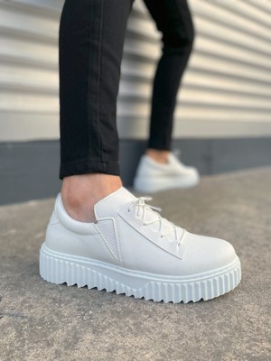 Aesco JY502 Bold Bağcıklı Cilt Erkek Günlük Sneaker Ayakkabı Cbt - Beyaz