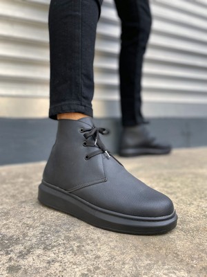 Aesco JY207 Oslo Bağcıklı Ortopedik Taban Cilt Erkek Spor Bot Cst - Siyah