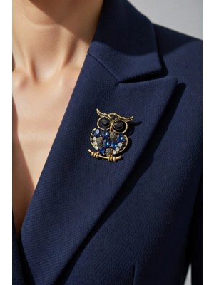 BB Bi Butik Shop Safir Işıltılı Asalet Baykuş Broşu