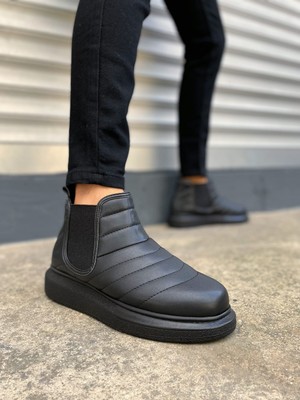 Aesco JY205 Boston Bağcıksız Ortopedik Taban Cilt Erkek Spor Bot Cst - Siyah