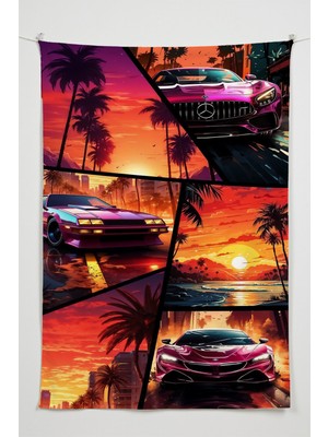 Charmbi Gamer Duvar Örtüsü -  Çok Renkli Anime Temalı Kumaş Oda Dekoru Tapestry