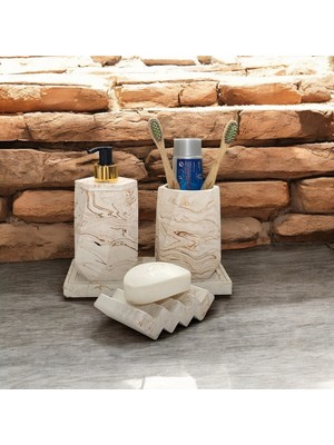 Feyza Design Şık ve Minimalist 4 Parçalı Banyo Aksesuar Seti, Şıklığa Katar