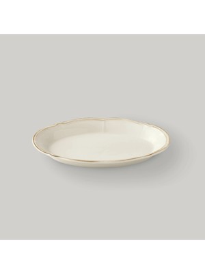 Linens Cinnamon Porselen 26 cm Kayık Tabak Ekru-Kahve