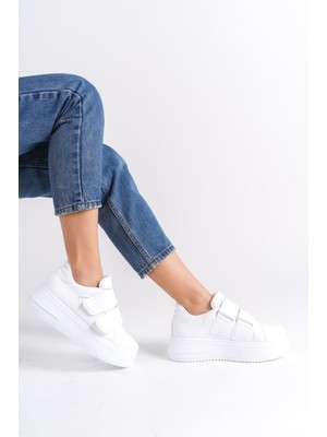 Aesco Valencıa Bağcıksız Cırt Cırtlı Ortopedik Taban Kadın Sneaker Spor Ayakkabı Cbt - Beyaz