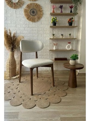 Silla Concept Polo Sandalye Teddy Krem Kumaş Ceviz Ahşap Sandalye
