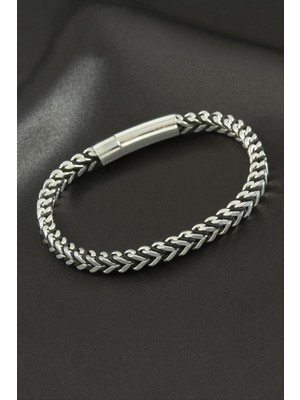 Zero Land Nrzsnt Ip Örgülü Zincir Lüks Çelik Bileklik - Gri