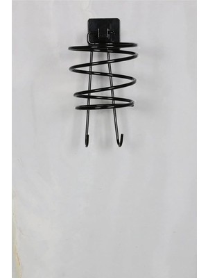 Feyza Design Siyah Kare Fön Makinesi Askısı, Saç Kurutma Tutacağı, Yapışkanlı, Trendpath