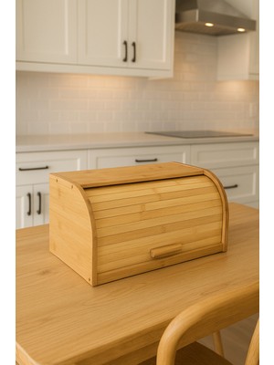 Feyza Design Doğal Bambu Ekmeklik, 38,5 x 23 x 19,5 Cm, Şık ve Fonksiyonel Tasarım