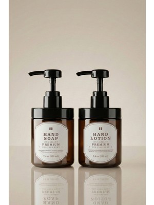 Feyza Design Iki Parçalı Amber Cam Sabun ve Losyon Dispenseri, 220 Ml, Şık ve Kullanışlı