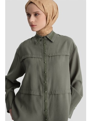 Armine Sim Detaylı Tunik Haki