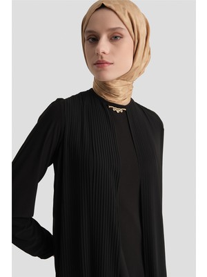 Armine Pliseli Şık Elbise Siyah