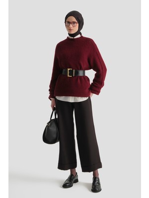 Armine Katlı Paça Pantolon Siyah