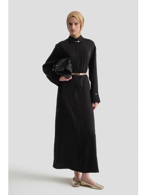 Armine Kupra Gömlek Elbise Siyah