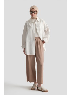 Armine Beli Lastikli Palazzo Pantolon Vizon