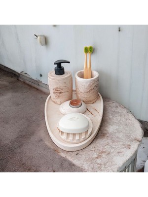 Feyza Design Mermer Desenli Beton Banyo Seti ile Şık ve Fonksiyonel Aksesuarlar