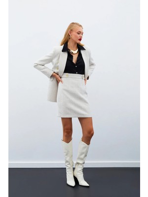 Sateen Mini Boy Tüvit Etek - Bej