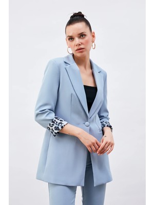 Sateen Mono Yaka Klasik Ceket - Bebe Mavi