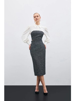 Sateen Tüvit Kalem Etek - Sax Mavi