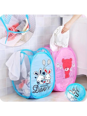 Feyza Design Sevimli Karikatür Figürlü Katlanır File Oyuncak ve Çamaşır Sepeti
