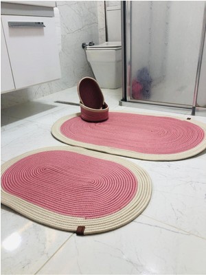 Feyza Design 4'lü Jüt ve Hasır Banyo Paspas Takımı, Bohem ve Iskandinav Tarzı