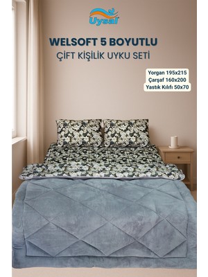 Uysal Yorgan Welsoft 5 Boyutlu Çift Kişilik Uyku Seti GRİ