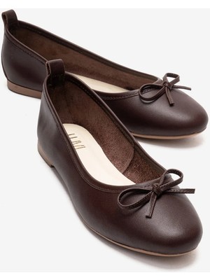Luvi 01 Kahve Cilt Hakiki Deri Kadın Babet Ayakkabı