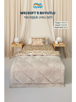 Uysal Yorgan Welsoft 5 Boyutlu Tek Kişilik Uyku Seti BEJ