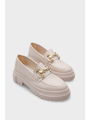 Capone Outfitters Denni Oval Burunlu Metal Tokalı Trak Tabanlı Kadın Loafer